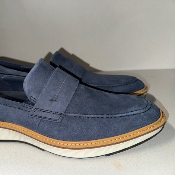 Ecco Men\'s St.1 Hybrid Blue Suede Penny Loafer Size 12-12.5 main image 14